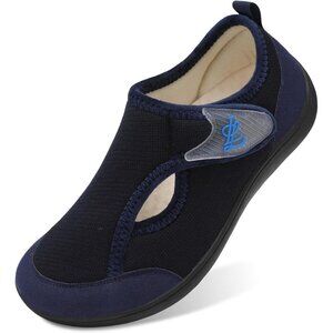〽️Women Slippers Navy Adjustable Arthritis House Wear Hook & Loop Closure Shoes